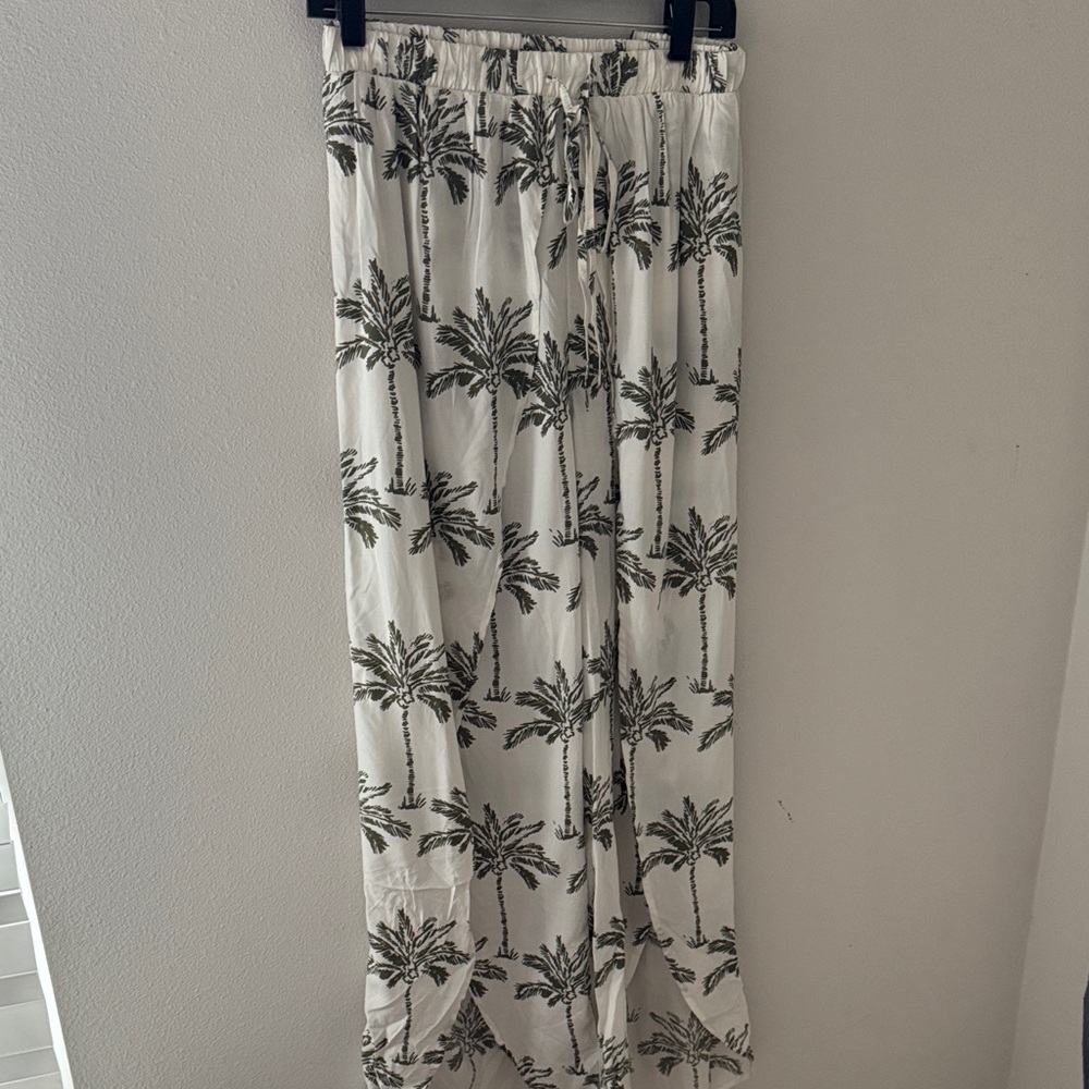 SWIM By Cacique Palm Tree Print Wide-Leg Cover Up Pants Swim wear Sz 22/24 - Picture 2 of 9